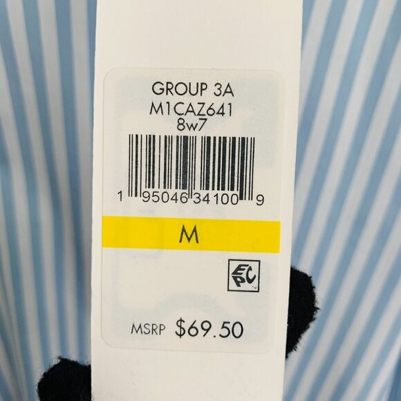 NWT Calvin Klein Striped Tie-Cuff Poplin Top Size M - Picture 9 of 15
